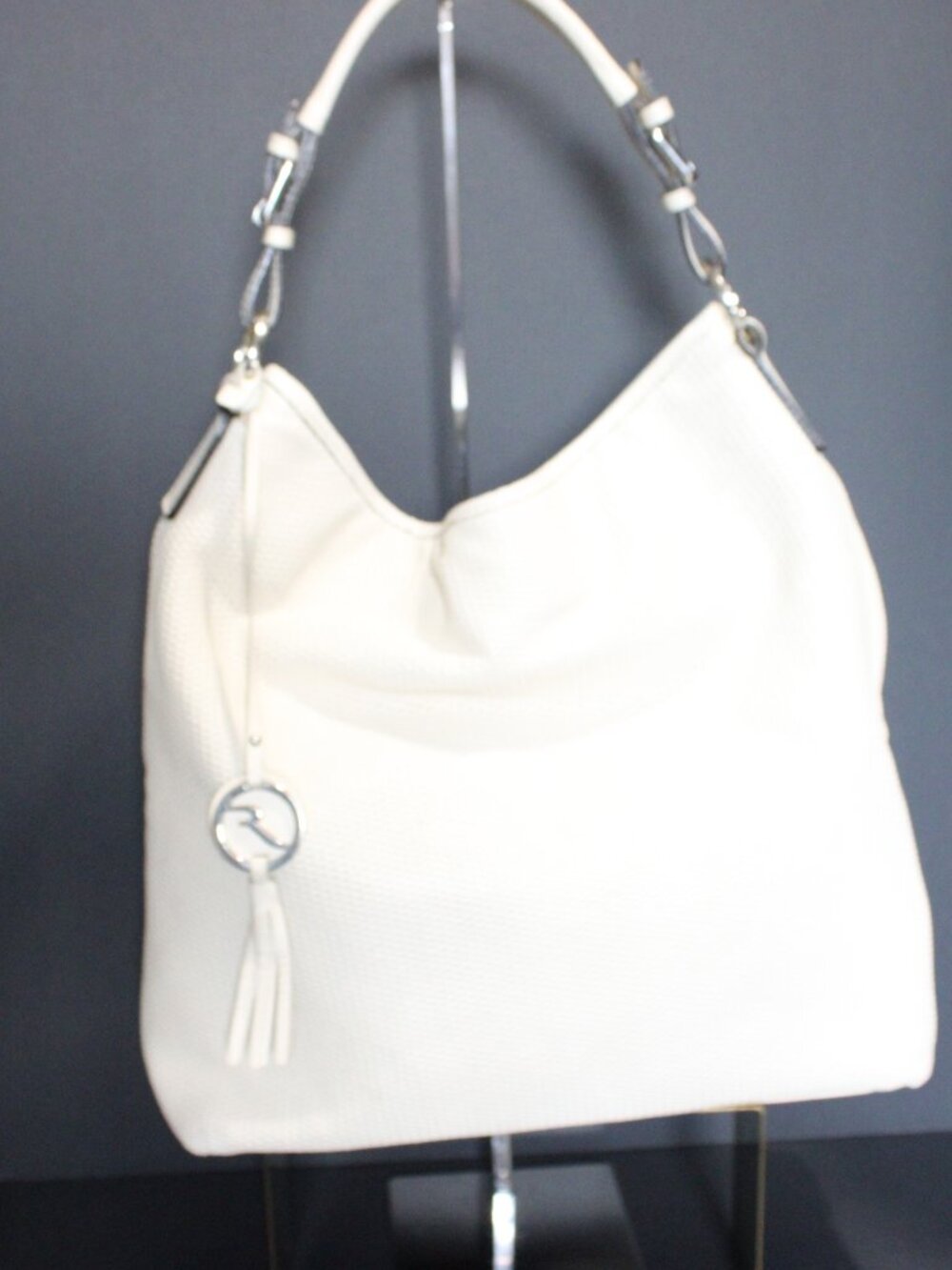 Varriale,  Creme Slouchy Hobo Bag with Silver Hardware